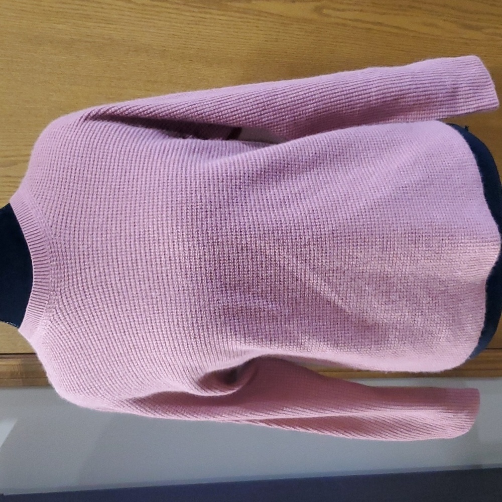 Calme Johnny Was cashmere soft waffle knit 2 tone pink sweater